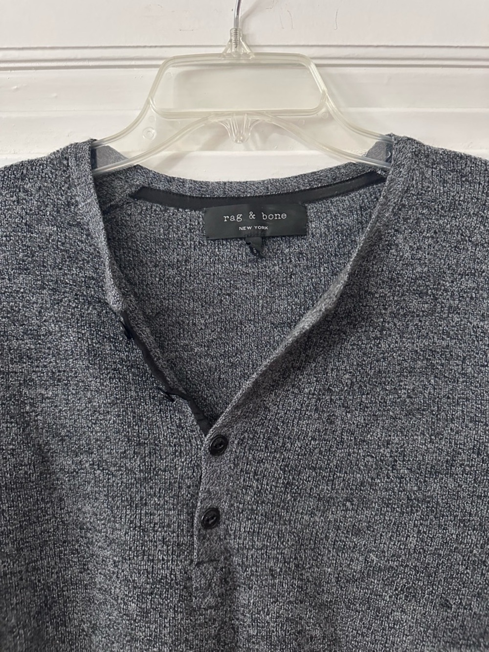 Rag & Bone New York Henley Sweater — Charcoal Grey - size L - Picture 2 of 5